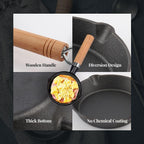 🍳 Mini Poêle en Fonte de 10 cm 🥚 | Cuisson Uniforme, Assaisonnement Naturel & Manche en Bois | Idéale pour Œufs, Pancakes, Sandwichs, Steaks & Portions Individuelles | Gaz, Induction & Table Vitrocéramique
