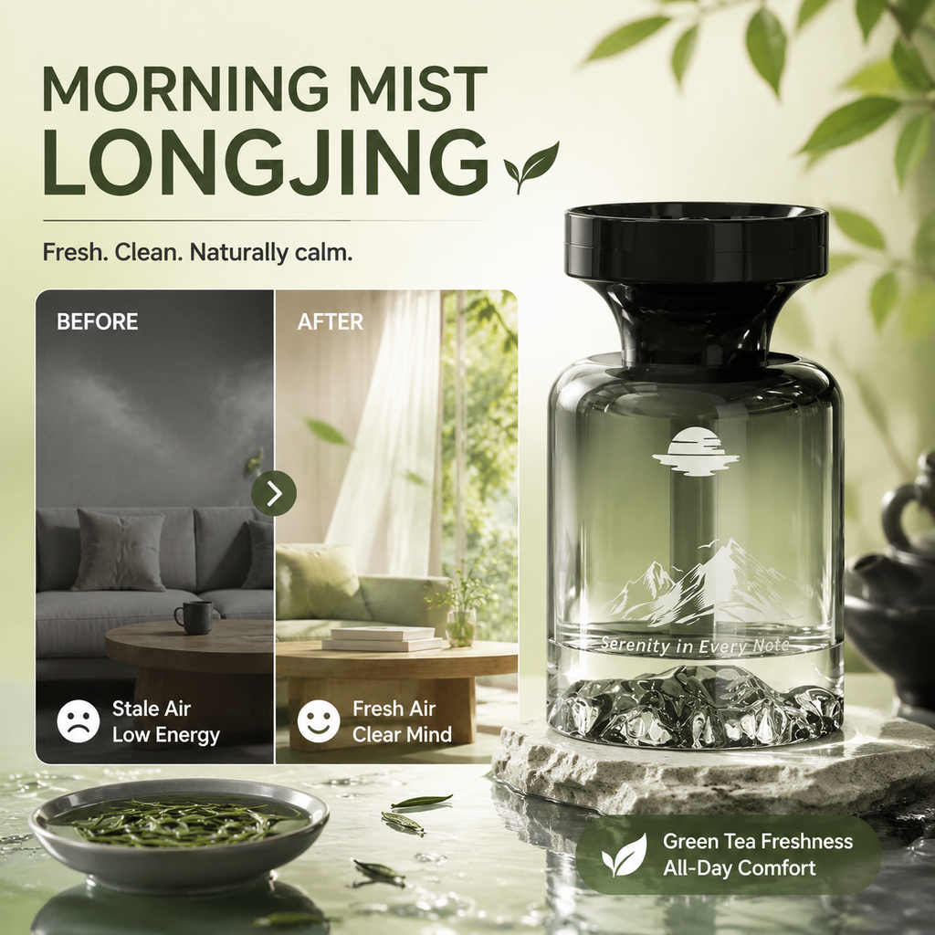 🌿 Désodorisant Voiture Design Montagne 110ml 🚗🏔️ - Extraits Naturels & Élimine les Odeurs | Parfum Longue Durée | 3 Parfums Premium (Longjing, Cologne, Rose) | Idéal pour Véhicules 💨