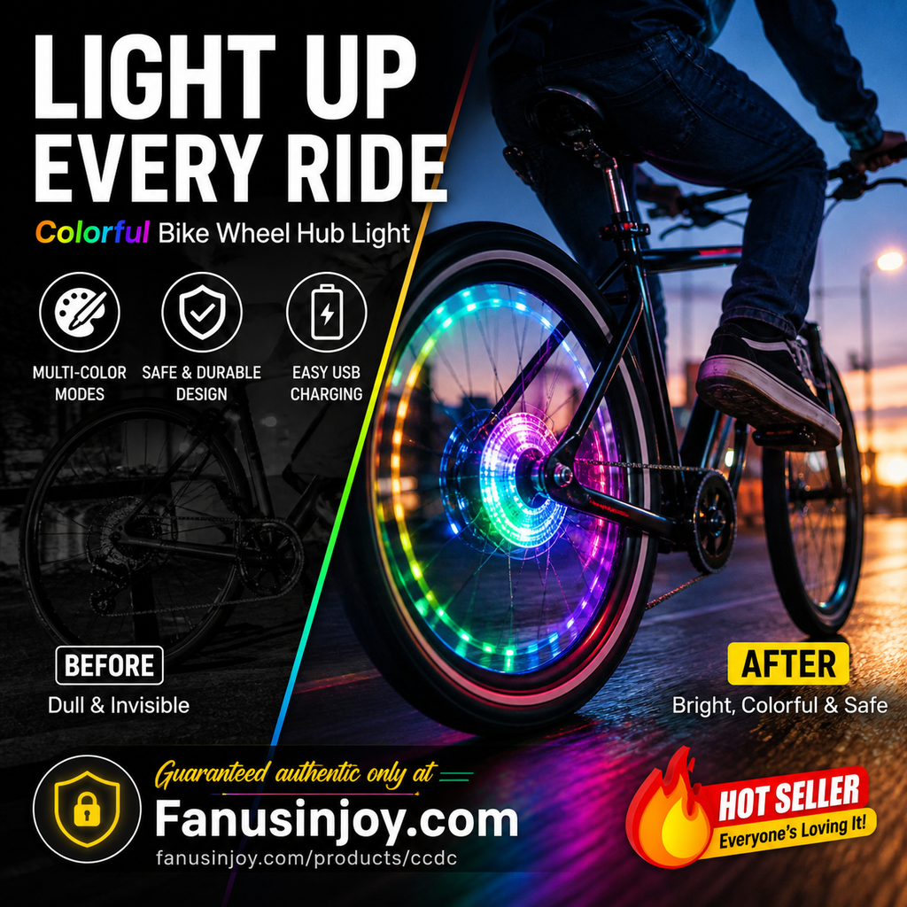 🚴✨ Lumière Colorée pour Moyeu de Roue de Vélo – 7 Couleurs, 18 Modes, IP65 Étanche, Batterie 300mAh 8-12h, Installation Rapide 🌟🔦