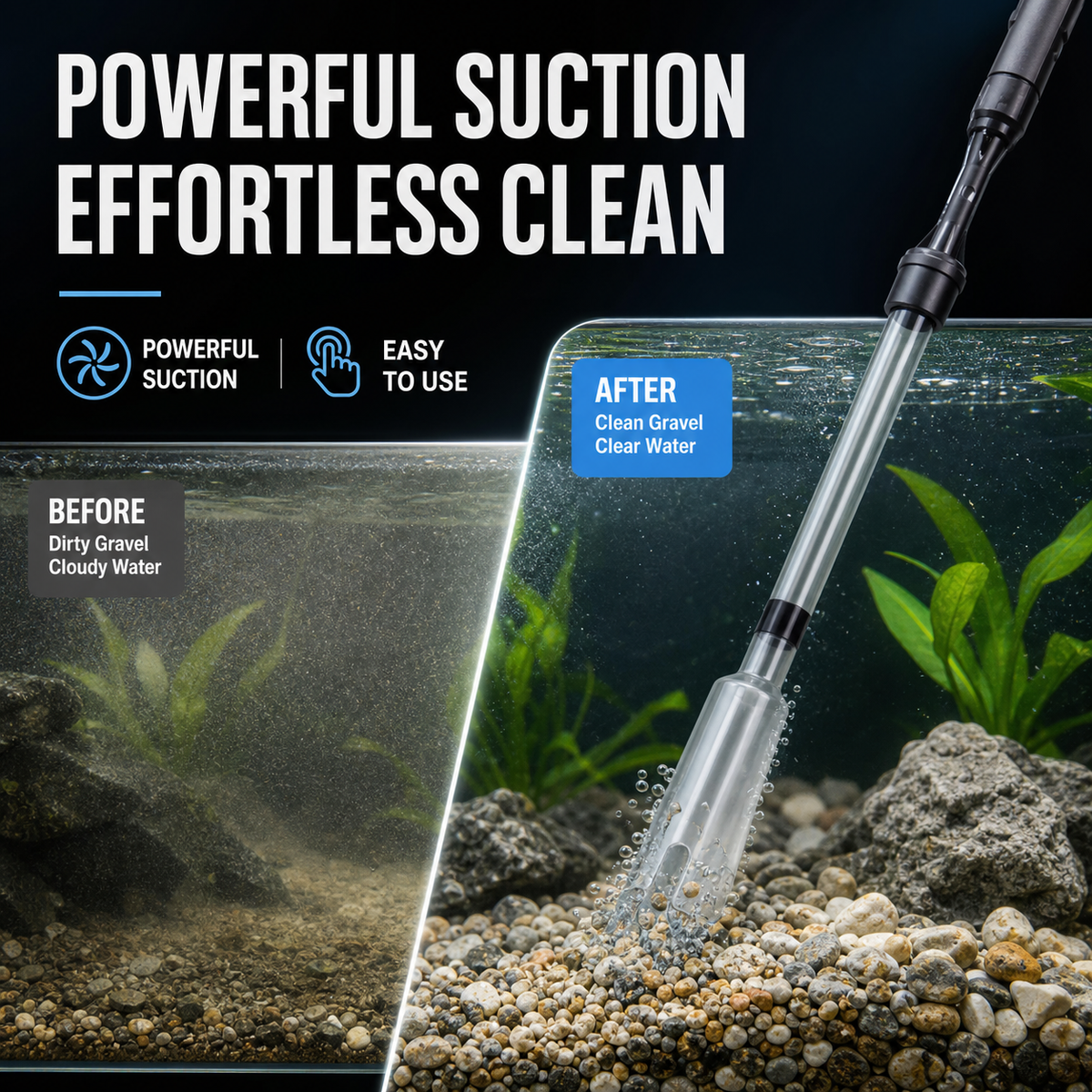 🐠 Nettoyeur électrique de gravier d'aquarium à piles ✨🧹 - Tube réglable 73cm | Sac filtrant | 30 min en continu | Multifonction | Facile à utiliser | 50 % DE RÉDUCTION