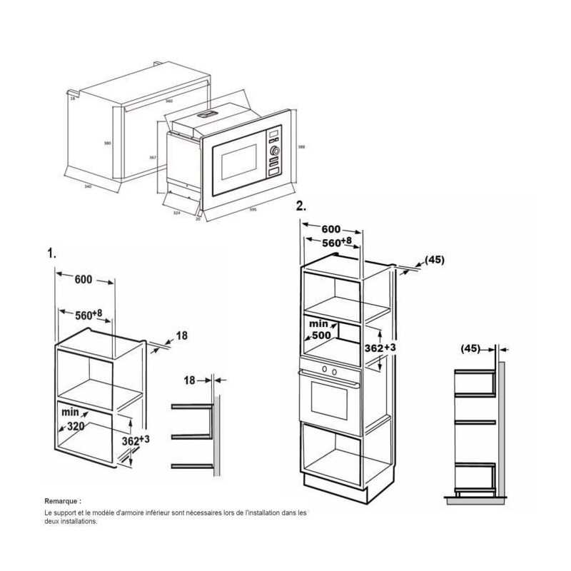 Micro-ondes pose libre 20L CONTINENTAL EDISON, CEMO20IXEG