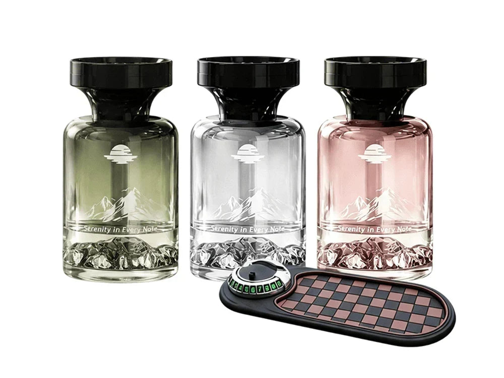 🌿 Désodorisant Voiture Design Montagne 110ml 🚗🏔️ - Extraits Naturels & Élimine les Odeurs | Parfum Longue Durée | 3 Parfums Premium (Longjing, Cologne, Rose) | Idéal pour Véhicules 💨