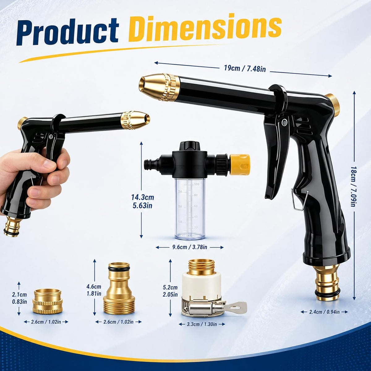 💦✨ Kit de Buses pour Nettoyeur Haute Pression – 5 Modes de Pulvérisation, Laiton Anti-Rouille, Blocage Continu Ergonomique – Voiture, Jardin & Terrasse 🏠🚗