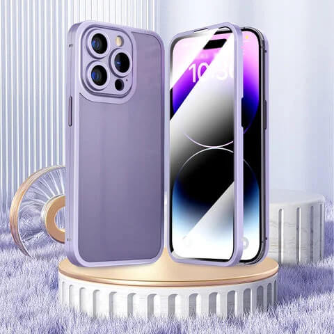 Coque de téléphone en alliage de titane avec verre double face et couvercle intégral