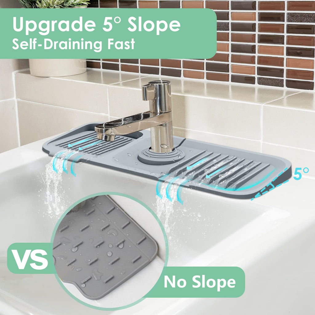 🚰 Tapis de Protection Anti-éclaboussures en Silicone pour Évier – Drainage Automatique | Garde le Plan de Travail Sec | Lavable & Enroulable | Porte-Éponge & Savon | Tailles L/XL ✨