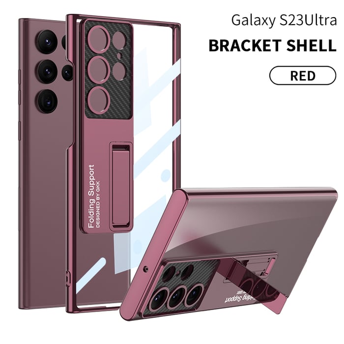 Coque de téléphone plaquée transparente avec béquille pour Samsung Galaxy S23
