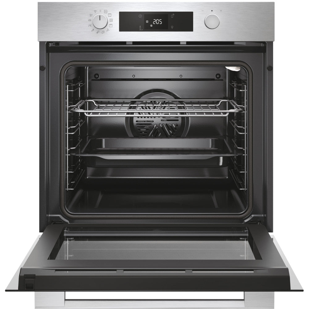 Four encastrable - Pyrolyse + Hydrolyse - ROSIERES - RO6 C5AB3EYTX - Inox / Noir - Porte froide - 59,5 x 56,8 x 59,5 cm