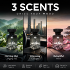 🌿 Désodorisant Voiture Design Montagne 110ml 🚗🏔️ - Extraits Naturels & Élimine les Odeurs | Parfum Longue Durée | 3 Parfums Premium (Longjing, Cologne, Rose) | Idéal pour Véhicules 💨