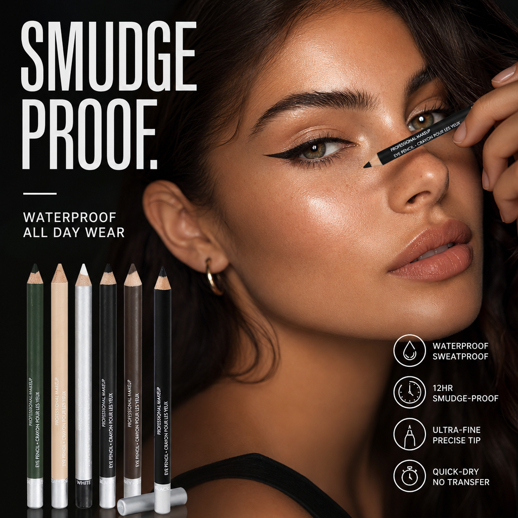 👁️✨Crayon Eyeliner Estompable en Bois – Trait Doux | Couleur Intense et Longue Durée | Facile à Estomper | 6 Couleurs | 3 Pièces | Idéal pour Eyeliner Interne, Smokey Eye & Maquillage Quotidien 💄🎨