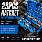 🛠️ Jeu de Clés à Douilles 29 Pièces | Cliquet Réversible ⚙️ | Acier au Chrome Vanadium 💪 | Idéal pour Voitures, Motos et Bricolage 🚗