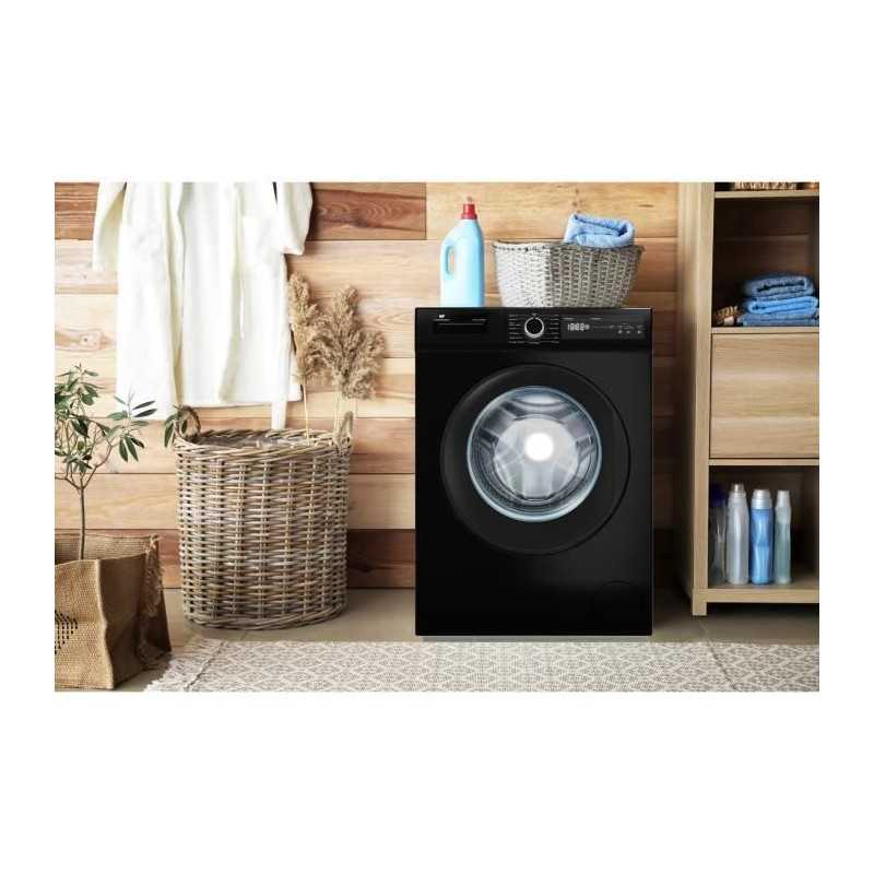 Lave-linge frontal CONTINENTAL EDISON CELL10140IBT - 10 kg - Largeur 59,6 cm - moteur à induction - noir mat