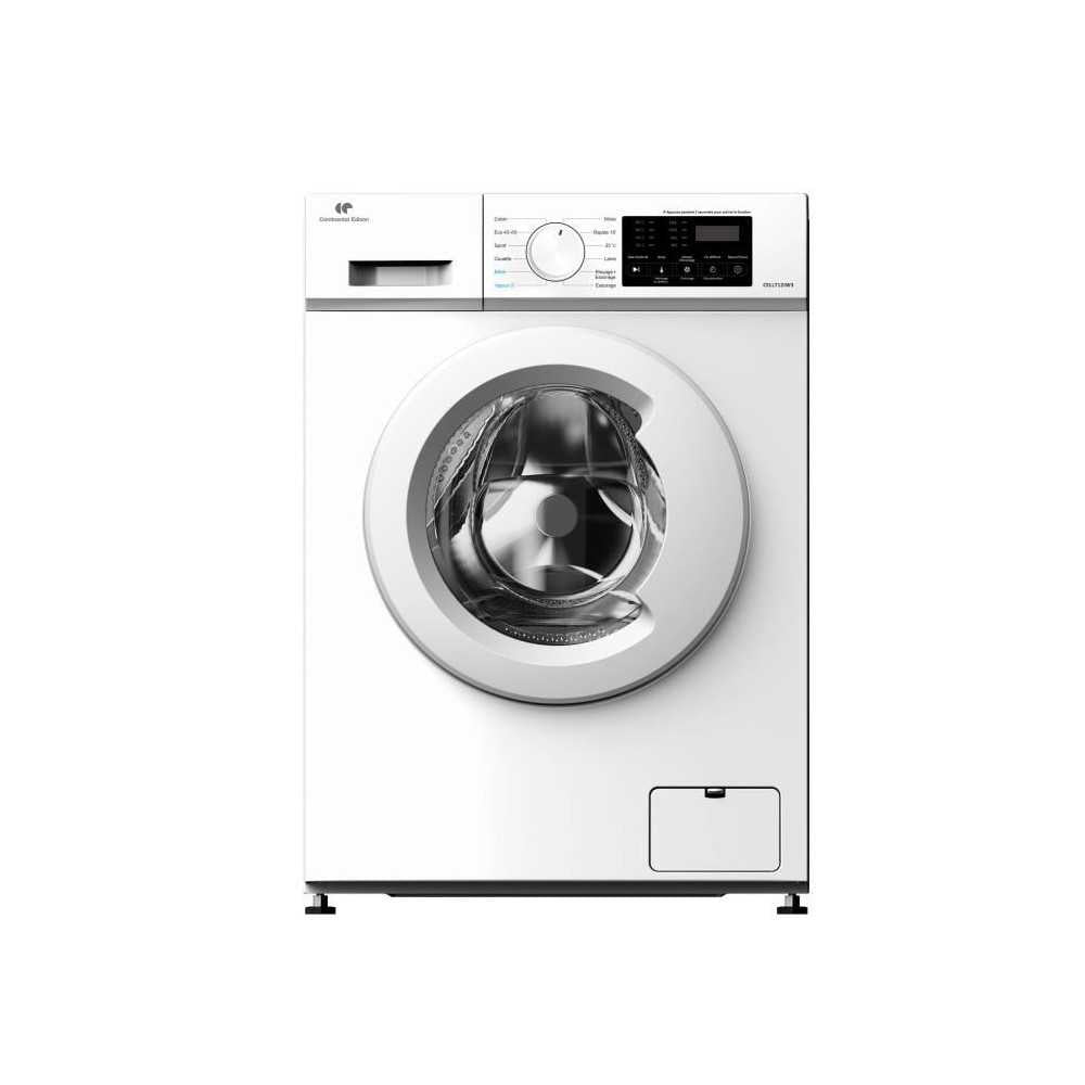 Lave-linge frontal - CONTINENTAL EDISON - CELL712IW3 - 7 kg - Induction - 60 cm - 1200 trs/min - Blanc