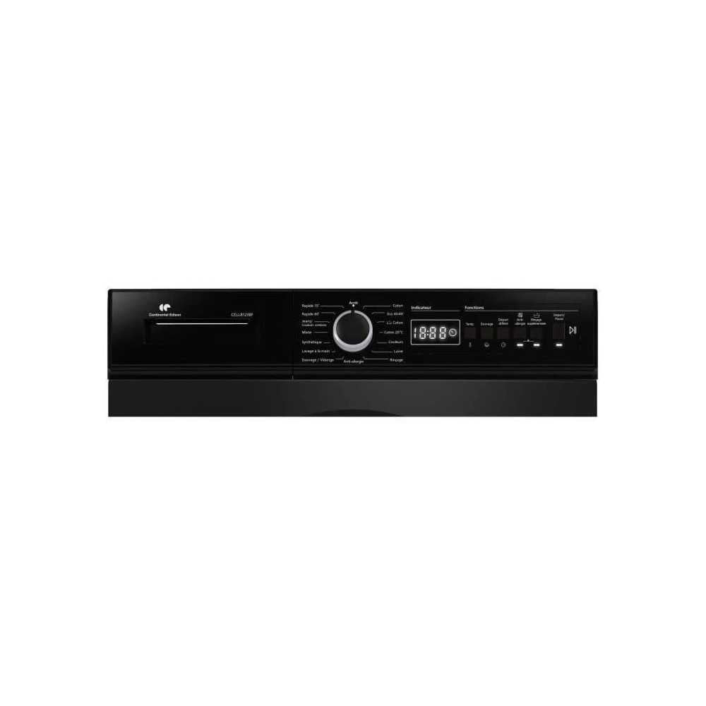 Lave-linge frontal - Pose libre - CONTINENTAL EDISON - CELL812IBP - 8 kg - Induction - 60 cm - 1200 tr/min - Noir mat