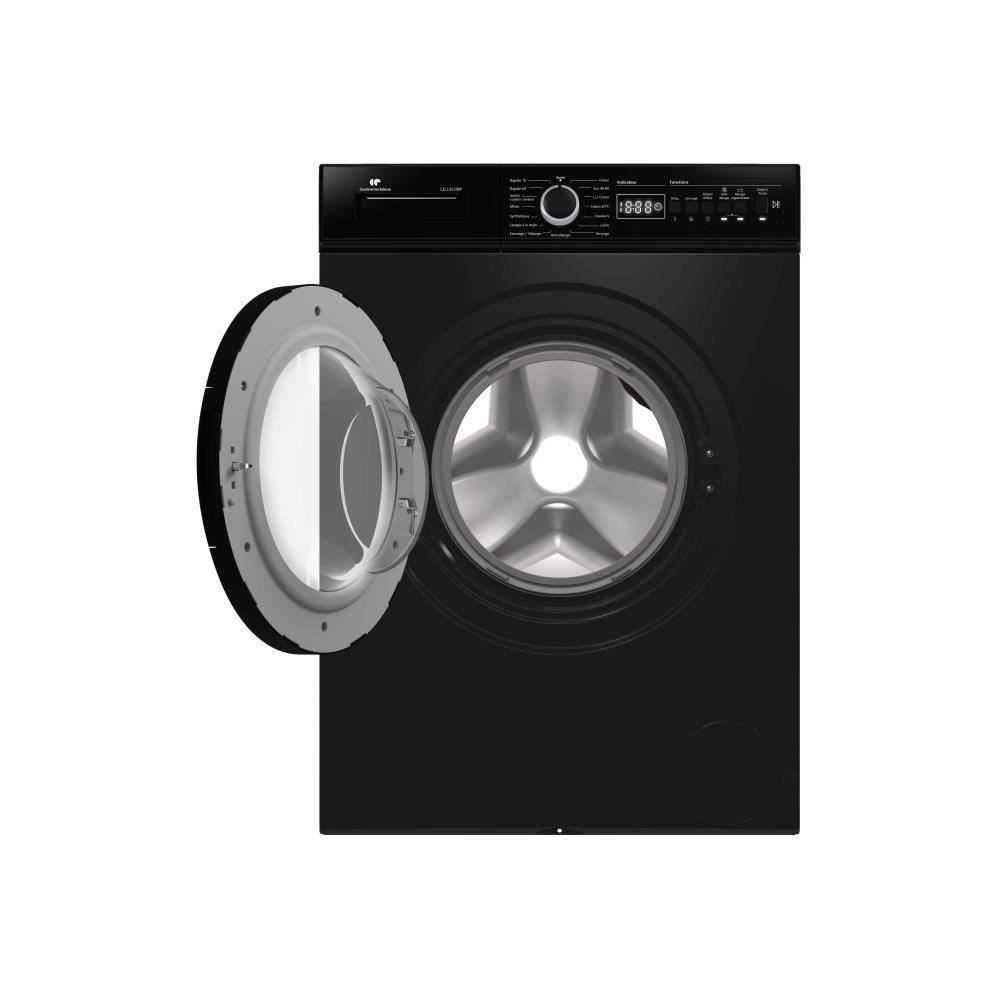 Lave-linge frontal - Pose libre - CONTINENTAL EDISON - CELL812IBP - 8 kg - Induction - 60 cm - 1200 tr/min - Noir mat