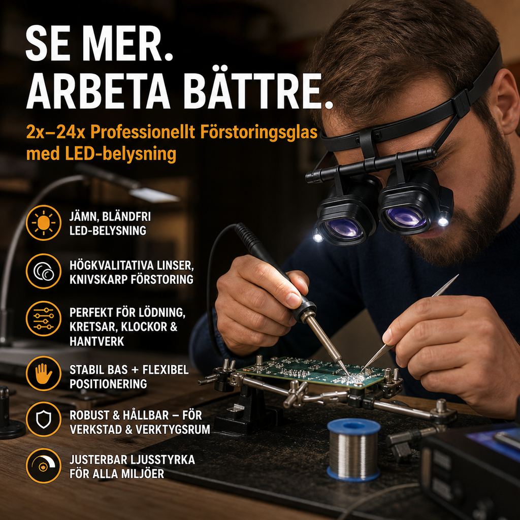 🔬 Loupes de Précision à LED 💡 | Lentilles Interchangeables 2X-25X 🔍 | Doubles LED Intégrées et Mains Libres 👐 | Système à 4 ou 6 Lentilles 🪶 | Idéales pour la Bijouterie, l'Horlogerie et l'Électronique ✨