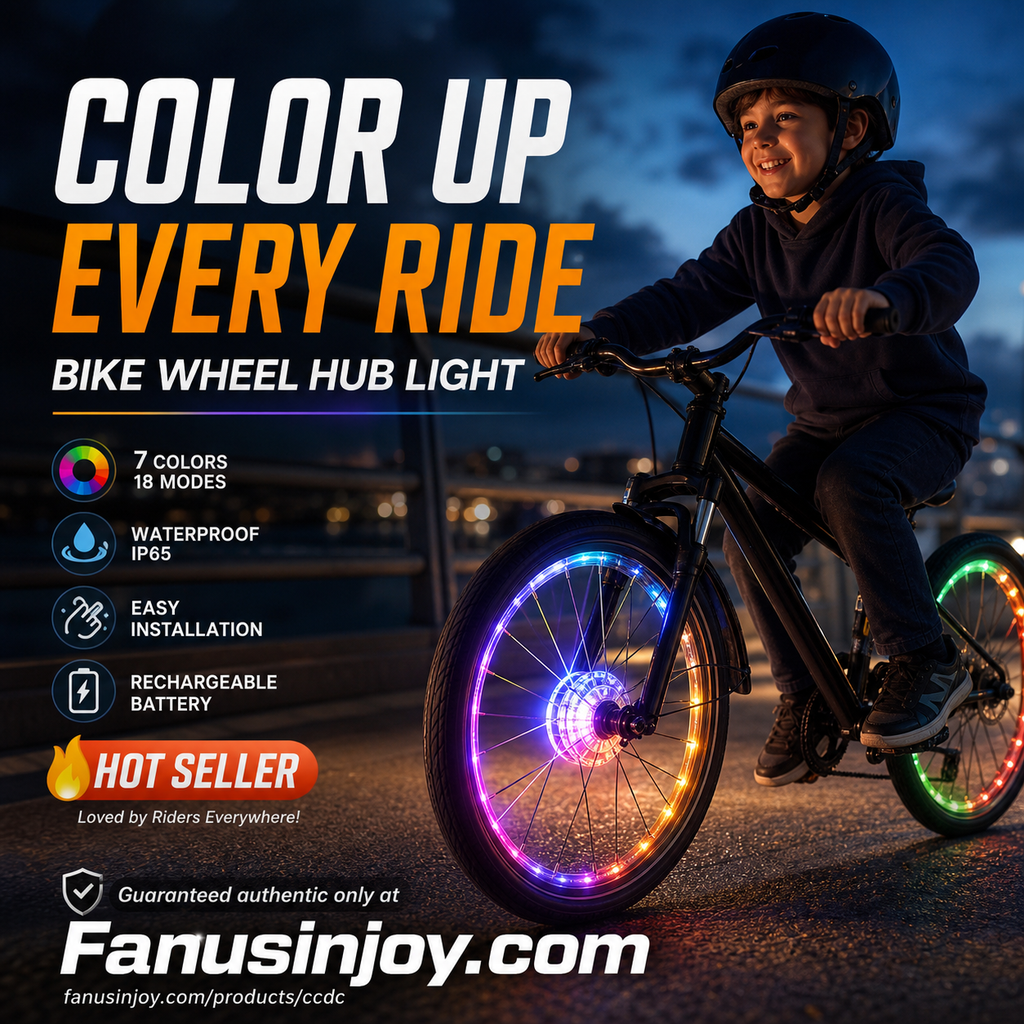 🚴✨ Lumière Colorée pour Moyeu de Roue de Vélo – 7 Couleurs, 18 Modes, IP65 Étanche, Batterie 300mAh 8-12h, Installation Rapide 🌟🔦