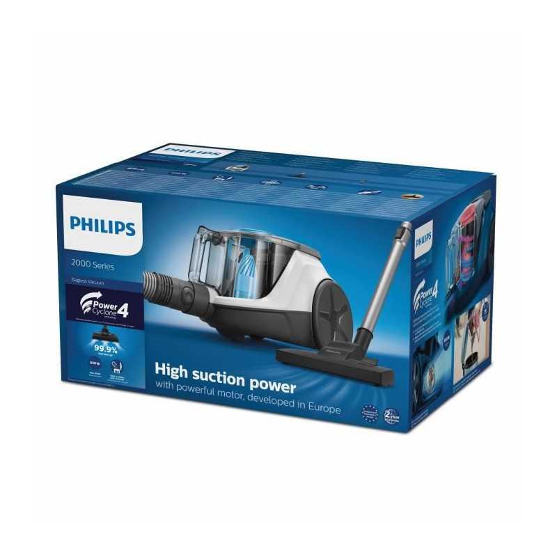 PHILIPS XB2122/09 Aspirateur sans sac Series 2000 - 850W - PowerCyclone 4 - 77dB - Blanc et bleu