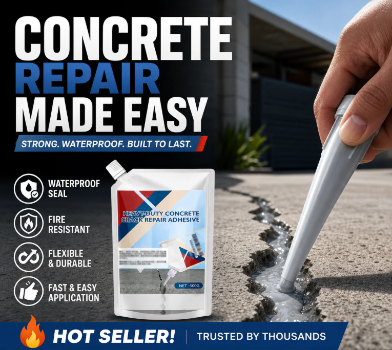 👷‍♂️ Adhésif Haute Résistance pour Fissures de Béton 🏠✨ - Imperméable | Séchage Rapide | Utilisation Intérieure & Extérieure | 200g / 500g | 50% DE RÉDUCTION