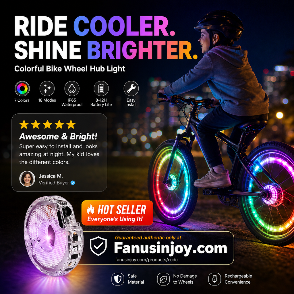 🚴✨ Lumière Colorée pour Moyeu de Roue de Vélo – 7 Couleurs, 18 Modes, IP65 Étanche, Batterie 300mAh 8-12h, Installation Rapide 🌟🔦