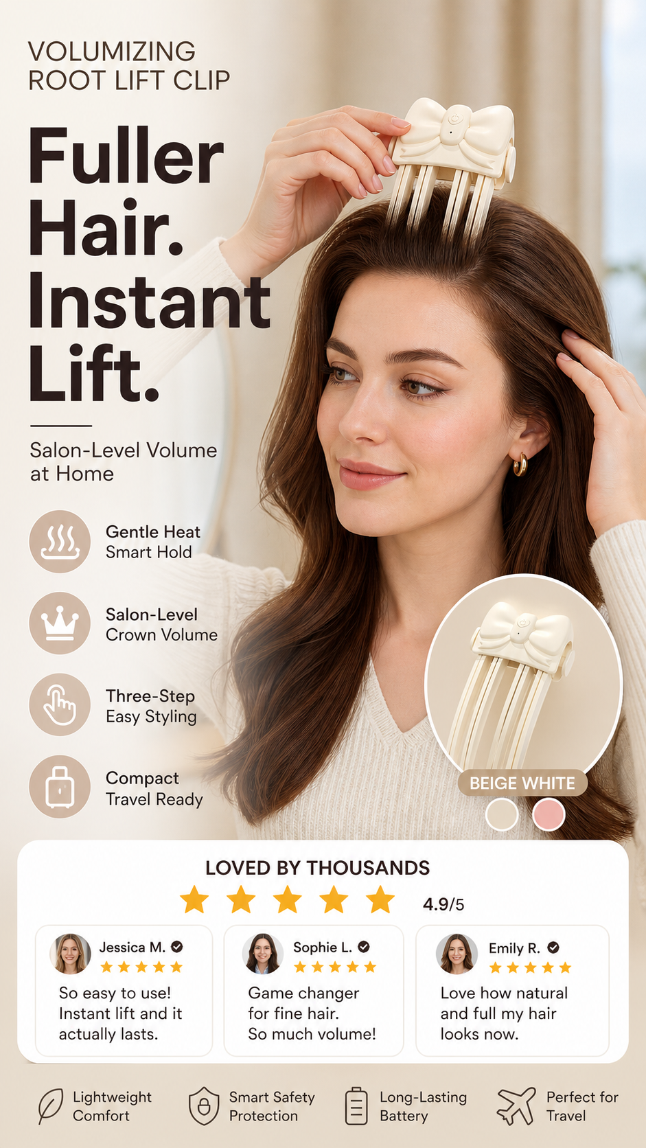 📢📢Achetez-en 2, Recevez-en 1 GRATUIT !!! ⏰Pinces Chauffantes sans Fil pour Volume Racinaire – Outil de Salon pour Cheveux Fins et Plats, Volume sur le Dessus