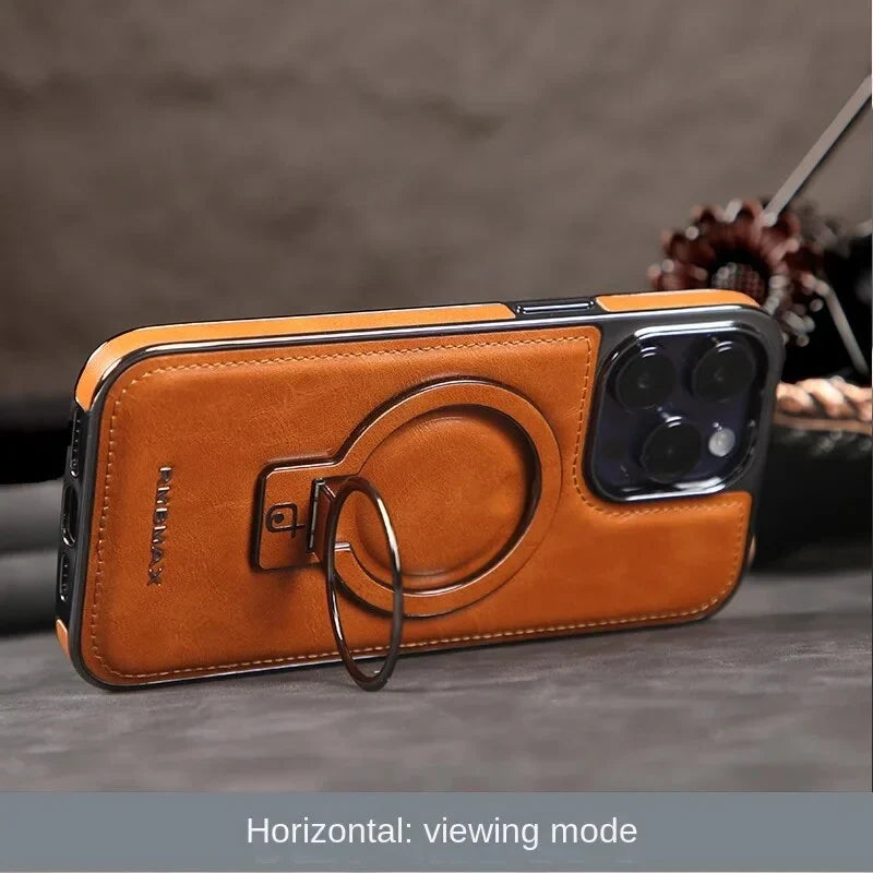 Étui en cuir de luxe pour iPhone avec support invisible