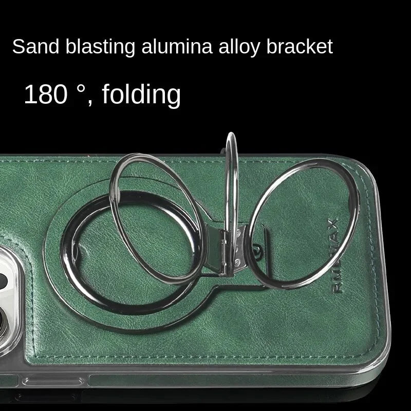 Étui en cuir de luxe pour iPhone avec support invisible