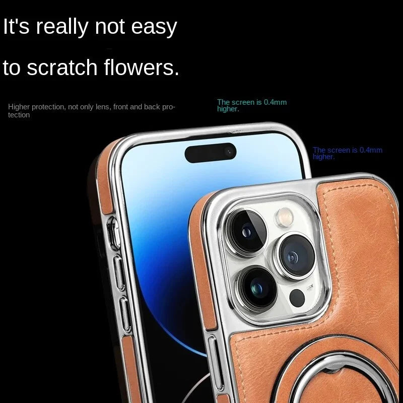 Étui en cuir de luxe pour iPhone avec support invisible
