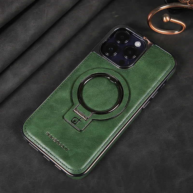 Étui en cuir de luxe pour iPhone avec support invisible