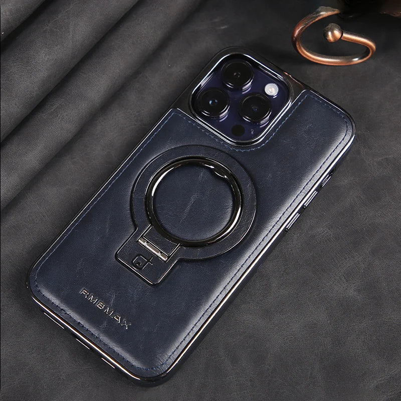 Étui en cuir de luxe pour iPhone avec support invisible