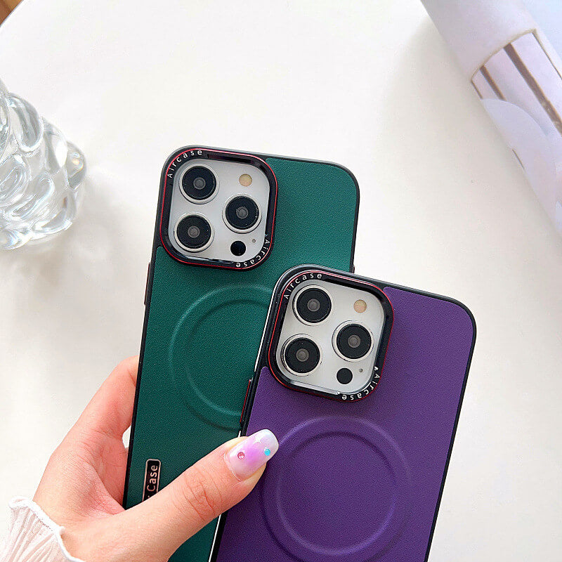 Étui magnétique en cuir pour iPhone