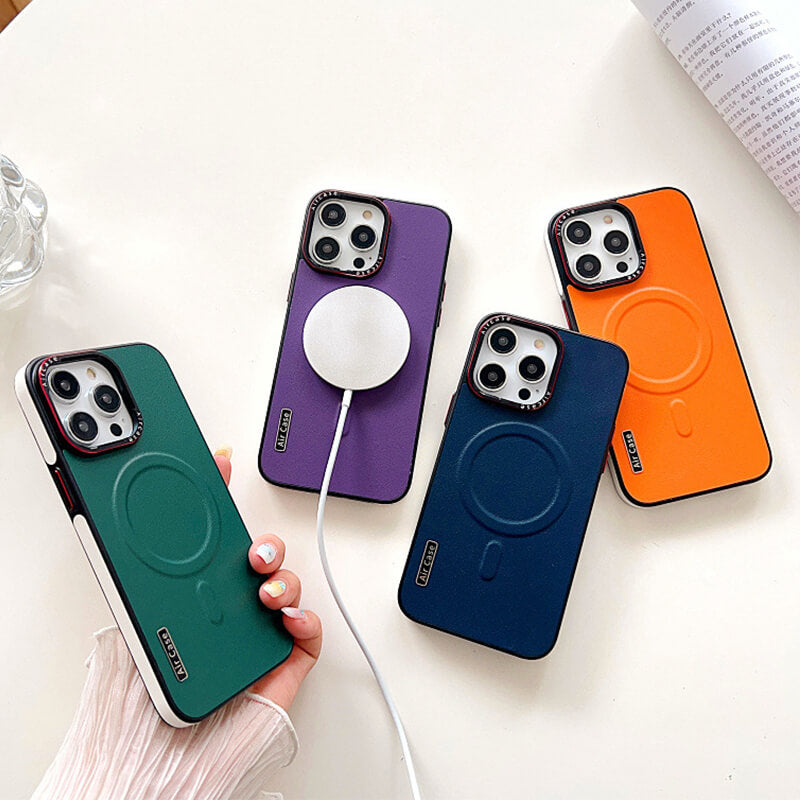 Étui magnétique en cuir pour iPhone