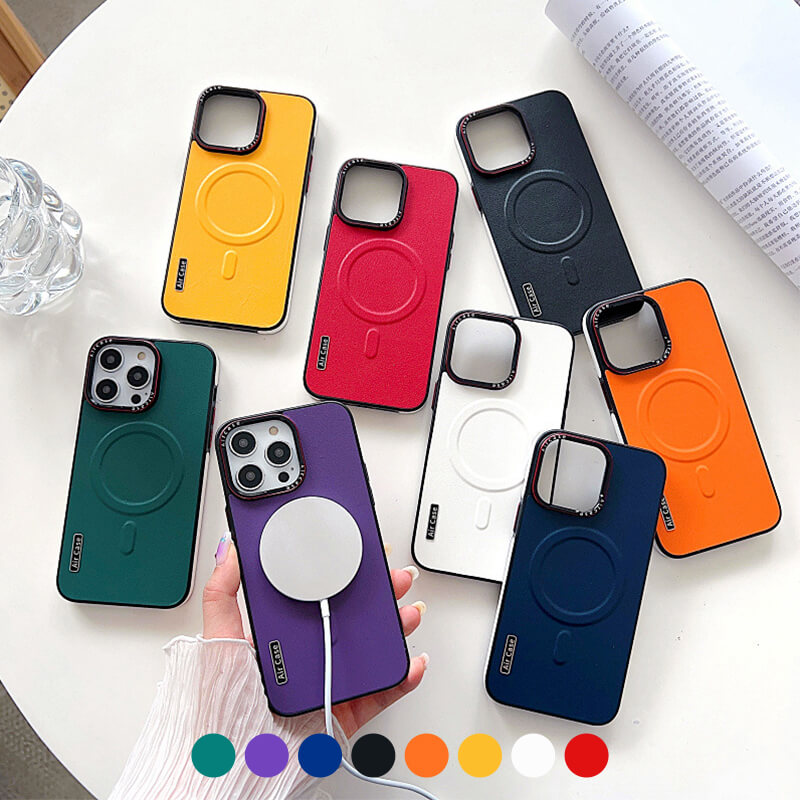 Étui magnétique en cuir pour iPhone