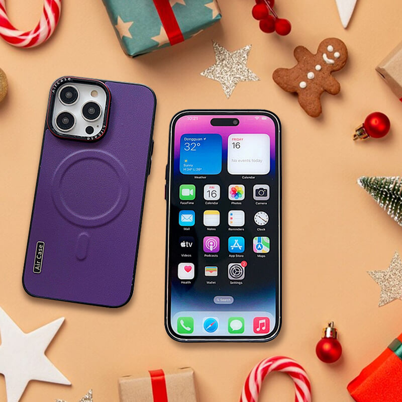 Étui magnétique en cuir pour iPhone