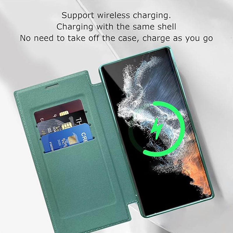 Étui portefeuille texturé en cuir PU pour Samsung