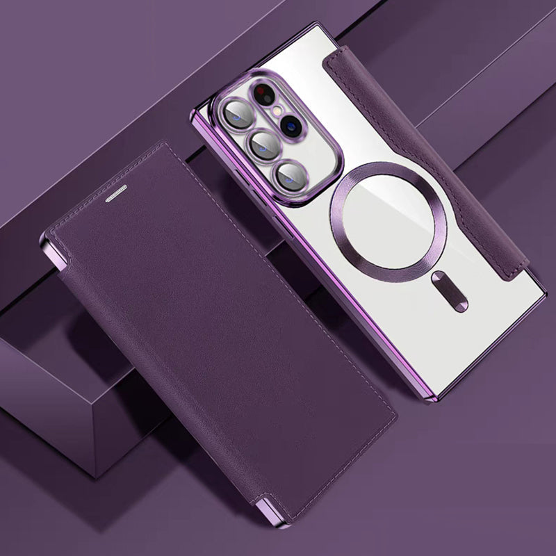 Étui portefeuille texturé en cuir PU pour Samsung