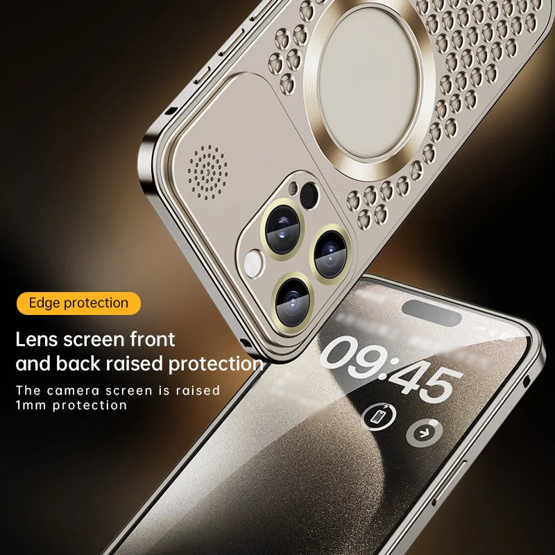 Étui de téléphone en métal avec dissipation de la chaleur, aromathérapie et résistance aux chutes