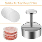🍔 Presse à Hamburger en Acier Inoxydable 304 – Antiadhésive | Bords Finis | Lavable au Lave-Vaisselle | Diamètres 80-140 mm | Pour Hamburgers Faits Maison & Fêtes 🛡️🔥