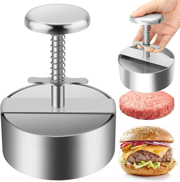 🍔 Presse à Hamburger en Acier Inoxydable 304 – Antiadhésive | Bords Finis | Lavable au Lave-Vaisselle | Diamètres 80-140 mm | Pour Hamburgers Faits Maison & Fêtes 🛡️🔥