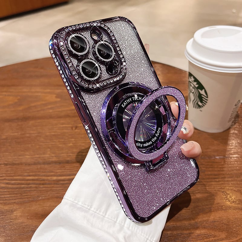 Coque de téléphone magnétique à strass pour iPhone avec support invisible (56 % de réduction)