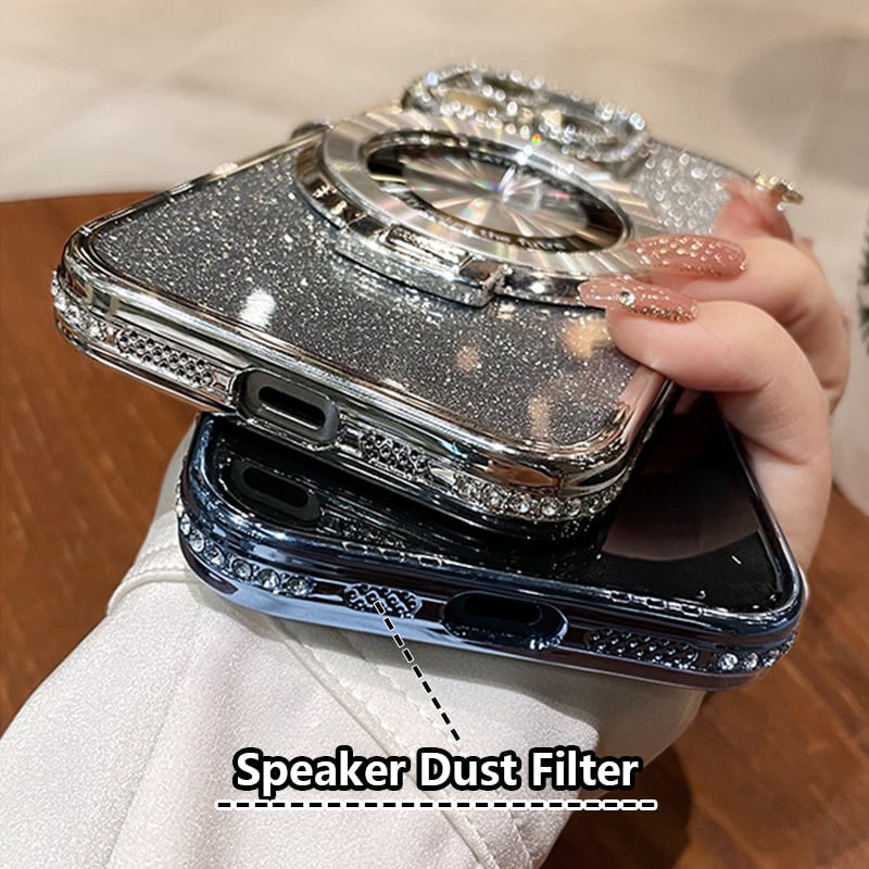 Coque de téléphone magnétique à strass pour iPhone avec support invisible (56 % de réduction)
