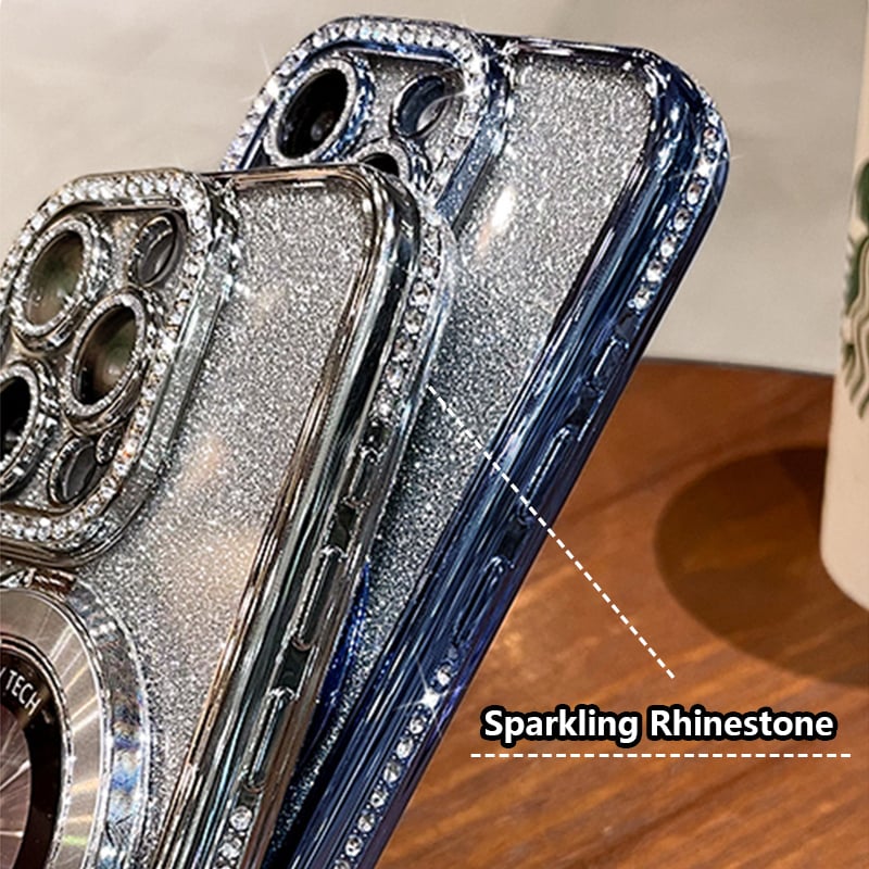 Coque de téléphone magnétique à strass pour iPhone avec support invisible (56 % de réduction)