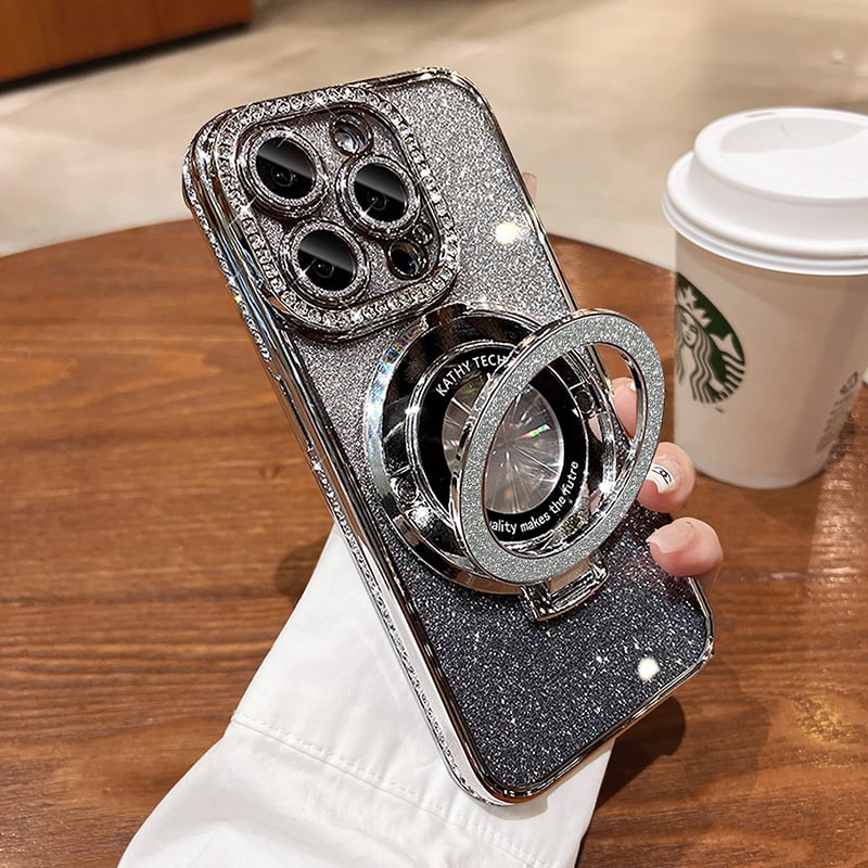 Coque de téléphone magnétique à strass pour iPhone avec support invisible (56 % de réduction)