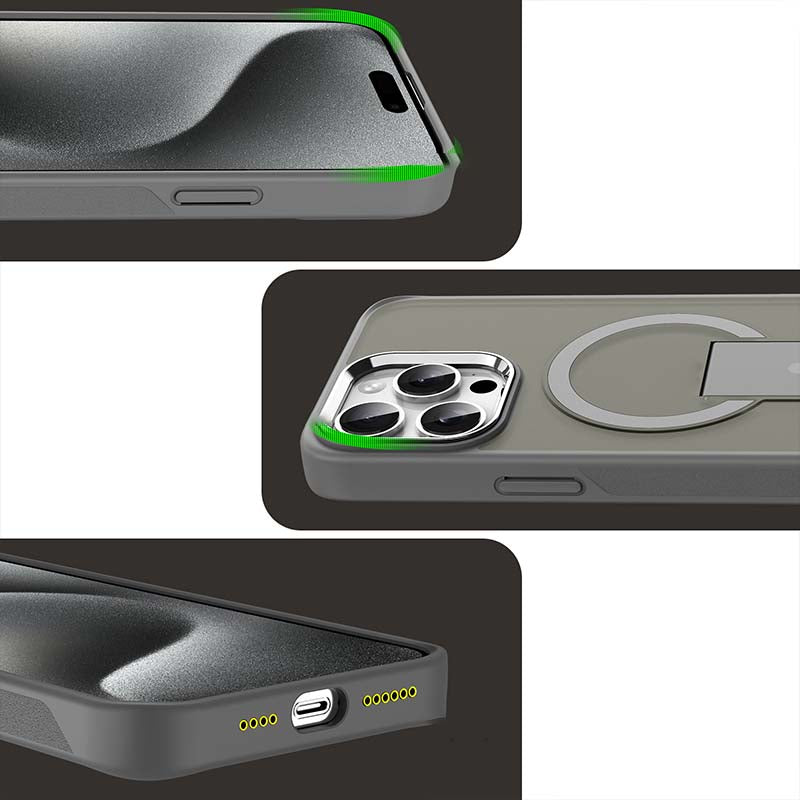 Coque Magnétique Antichoc avec Support pour iPhone Séries 15-11