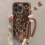 Housse de téléphone léopard avec lanière
