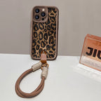 Housse de téléphone léopard avec lanière