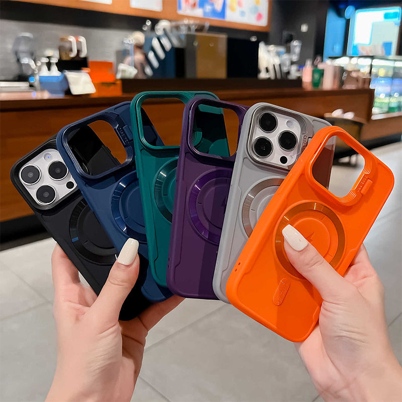 Étui magnétique en silicone avec support d'objectif invisible