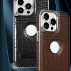 Étui de téléphone magnétique avec support motif crocodile
