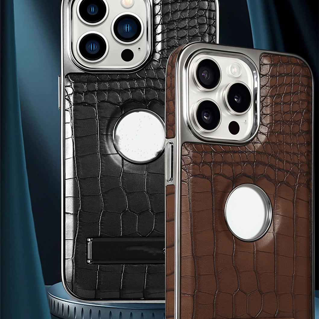 Étui de téléphone magnétique avec support motif crocodile
