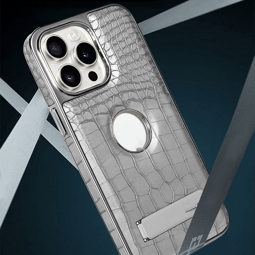 Étui de téléphone magnétique avec support motif crocodile