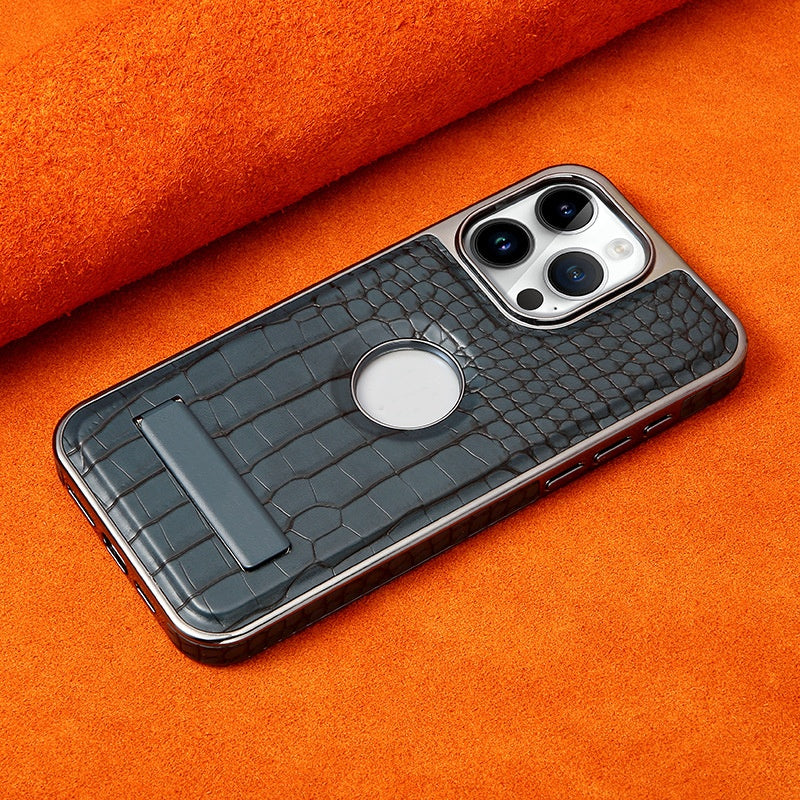 Étui de téléphone magnétique avec support motif crocodile